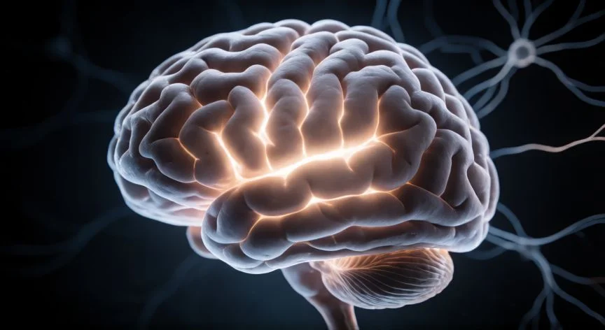 diferencia entre conciencia y consciencia, Cerebro humano brillante simbolizando la consciencia puntual