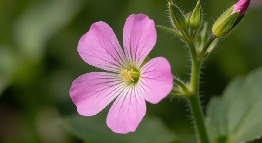 Flor de Dama de Noche Epilobium hirsutum con pétalos rosados