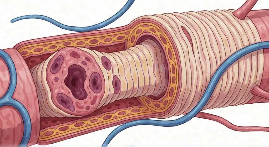 diferencia entre ela y esclerosis multiple, Diagrama médico comparando la mielina sana y dañada en Esclerosis Múltiple
