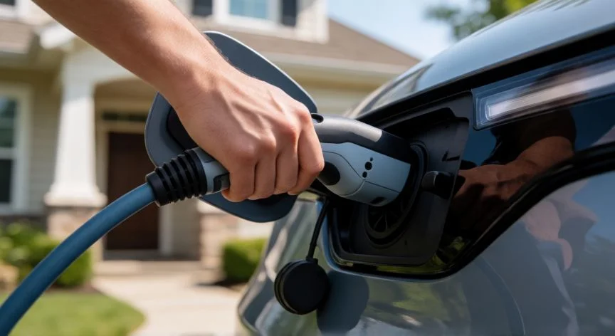 diferencia entre hibrido e hibrido enchufable, Carga de un coche híbrido enchufable en una toma doméstica