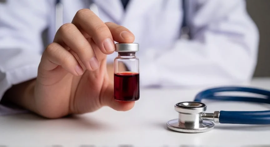 Análisis de sangre para diagnóstico de tiroides en entorno médico