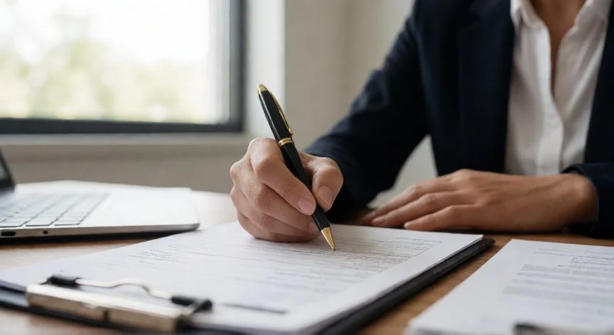 diferencia entre inmigrante y migrante, Persona completando documentos de inmigración en una oficina