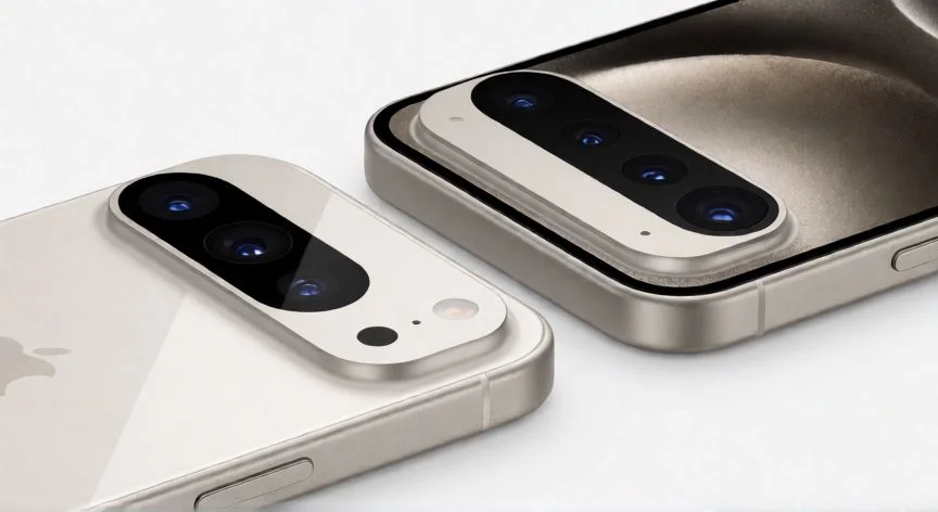 Comparativa visual del diseño trasero y módulo de cámaras del iPhone 17 y iPhone 17 Pro