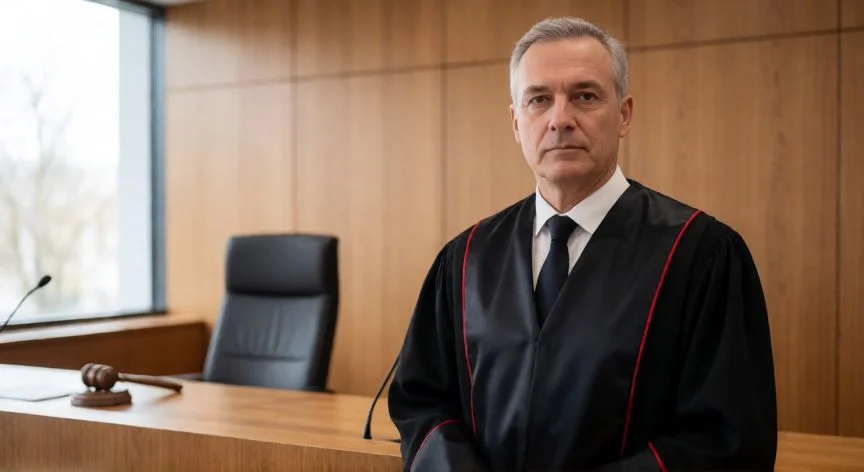 diferencia entre juez y magistrado en españa, Juez unipersonal con placa plateada frente a tribunal colegiado de magistrados con placa dorada