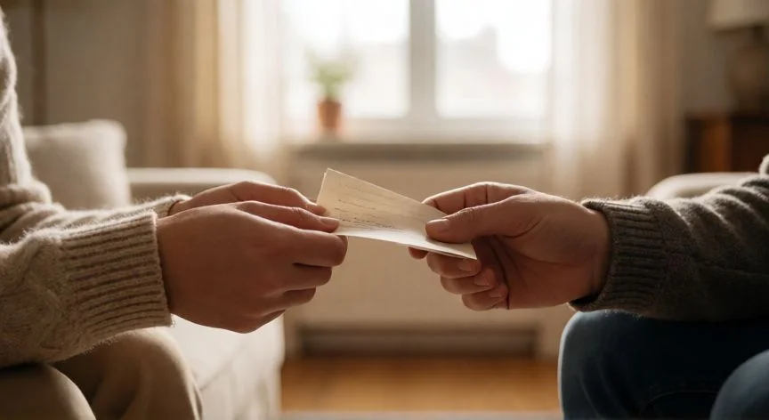 diferencia entre jurar y prometer, Manos sosteniendo un papel doblado simbólico de una promesa