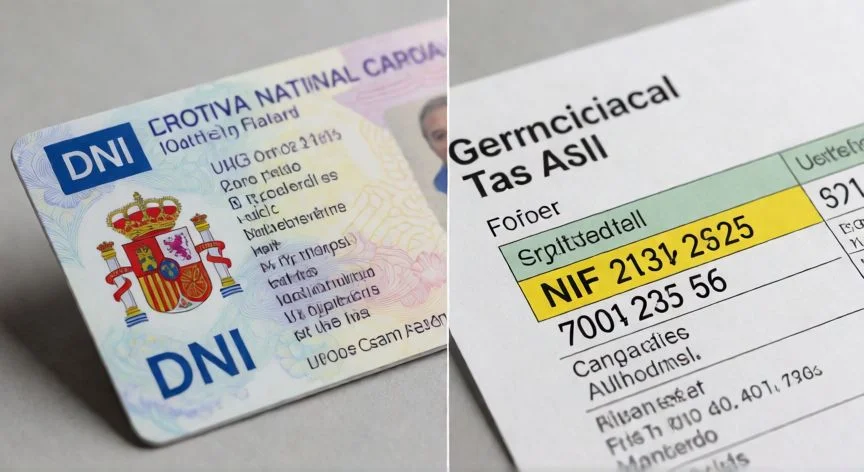 diferencia entre nif y dni, Comparativa visual entre la tarjeta DNI y un documento fiscal con NIF