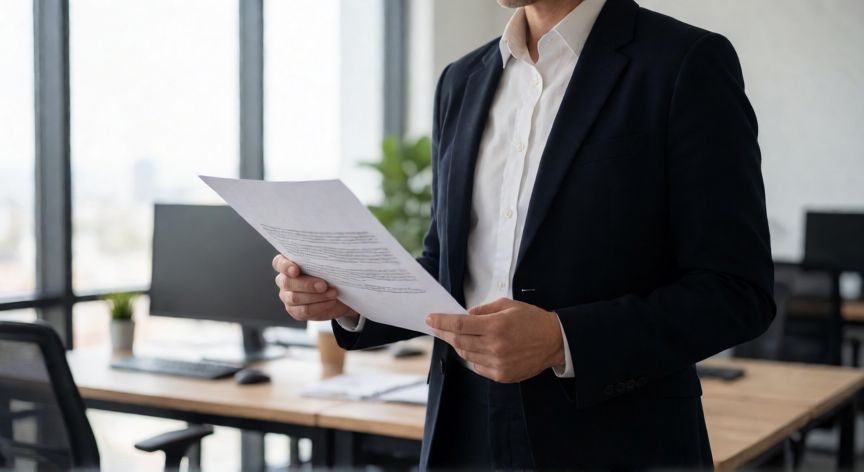 Persona física emprendedora firmando contrato en oficina moderna