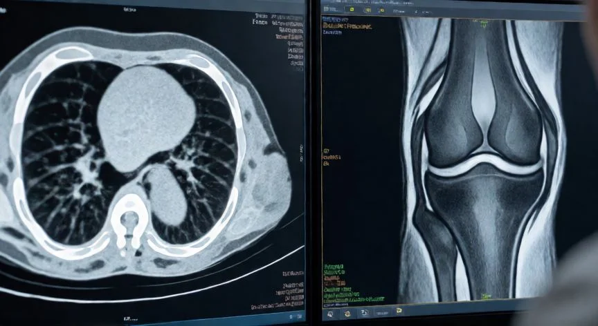 diferencia entre resonancia y tac, Análisis médico comparando imágenes de TAC ósea y Resonancia Magnética articular