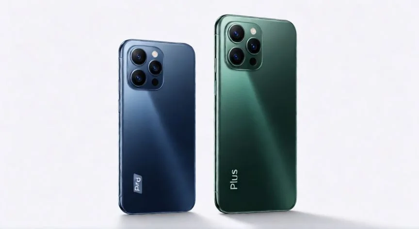 Comparación frontal de los smartphones Xiaomi Redmi Note 15 Pro y 15 Pro Plus