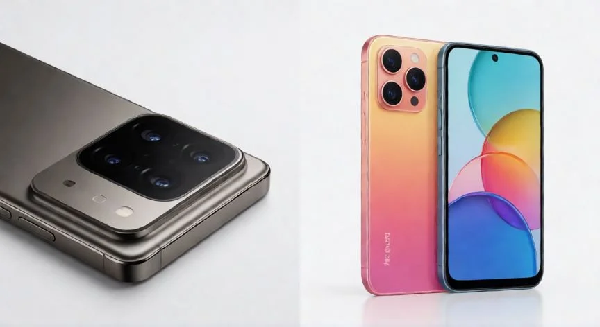 Comparativa visual entre un teléfono Xiaomi de gama alta y un Redmi de gama media