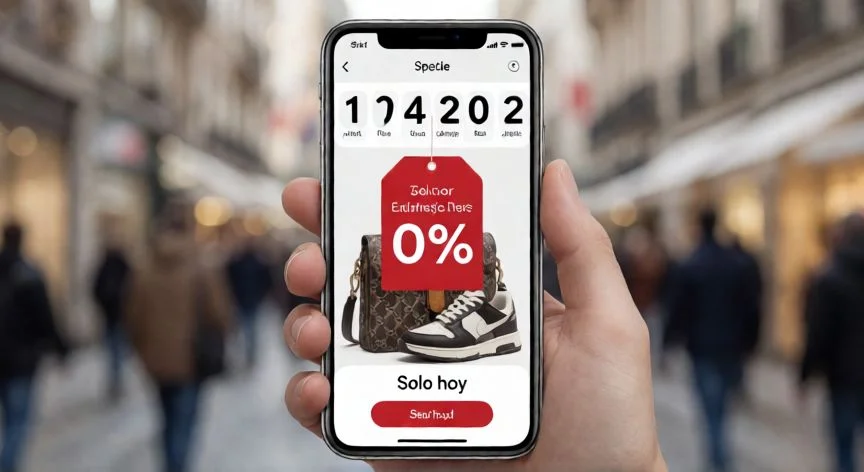 diferencia entre zalando y zalando prive, Móvil mostrando una oferta flash con cuenta atrás y descuentos en la sección Zalando Privé