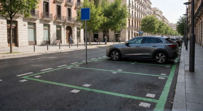 diferencia entre zona verde y zona azul madrid, Bañera de aparcamiento con líneas verdes en Madrid