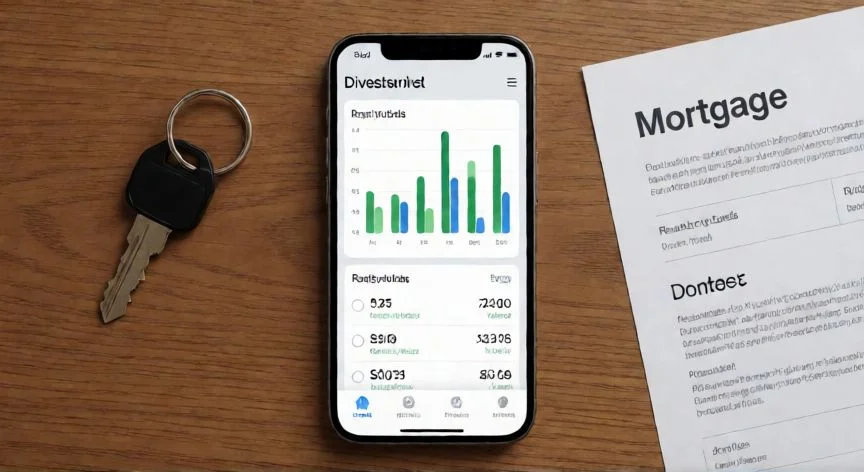 donde ahorrar para vivienda, Smartphone mostrando una cartera de inversión diversificada para vivienda