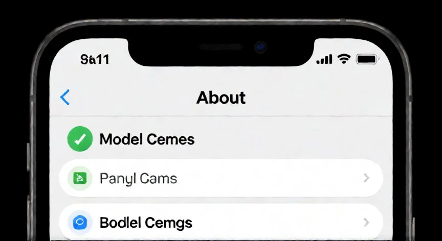 Pantalla del iPhone mostrando Ajustes General Información con modelo A2633
