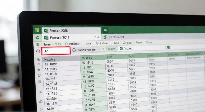 en excel 2016 el cuadro de nombres, Vista ampliada del cuadro de nombres en la esquina superior izquierda de Excel 2016 junto a la barra de fórmulas