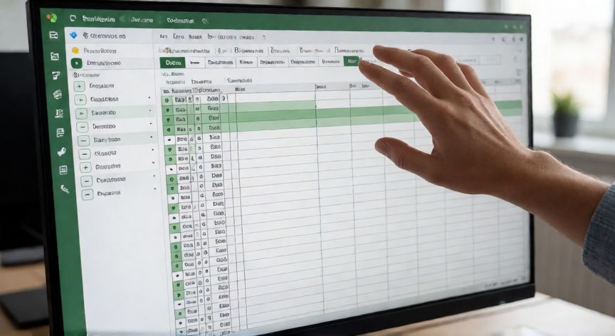 en excel agrupar, Hojas de cálculo en Excel con filas agrupadas y botones de expansión visibles