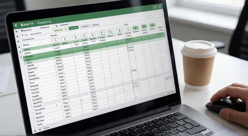 en excel agrupar, Niveles de agrupación en columnas de Excel con botones numéricos visibles