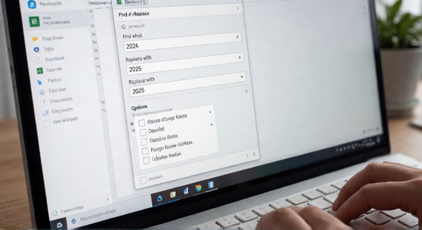 en excel buscar y reemplazar, Ventana de Buscar y Reemplazar abierta en Excel con opciones avanzadas visibles