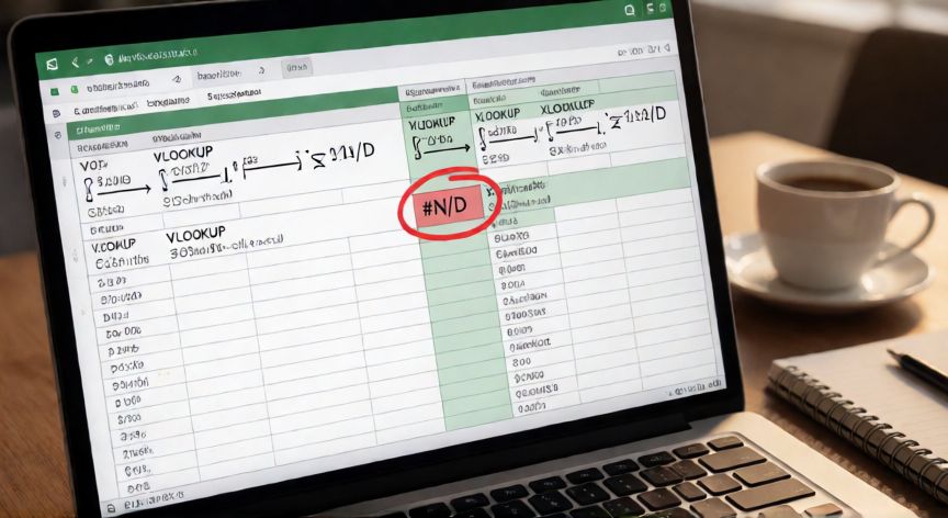 en excel buscarv, Comparación visual entre BUSCARV y BUSCARX con un error #N/D destacado en Excel