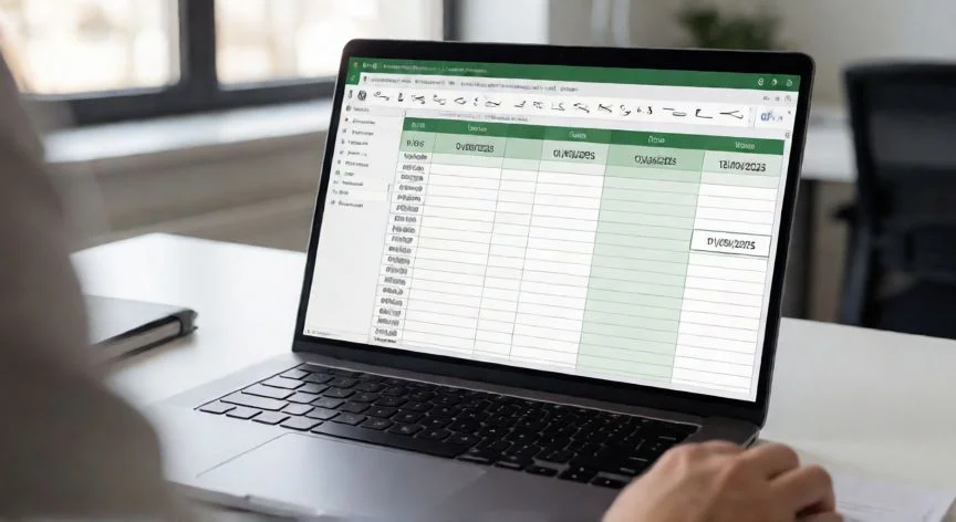 Persona calculando días entre dos fechas en una hoja de cálculo de Excel