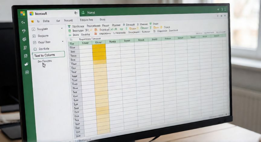 Pantalla de Excel mostrando la opción Texto a columnas en la pestaña Datos