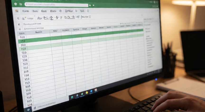 en excel como ocultar filas, Hoja de cálculo con filas ocultas visibles por el salto en los números de fila