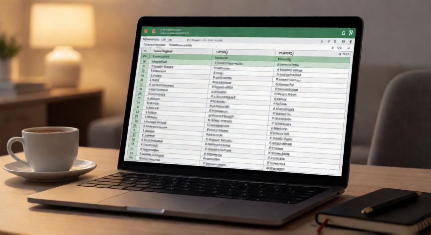 en excel como pasar de minuscula a mayuscula, Comparación de las funciones UPPER y PROPER en una hoja de cálculo de Excel