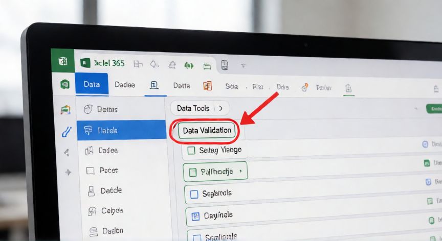 Pantalla de Excel mostrando la pestaña Datos con el botón Validación de datos resaltado