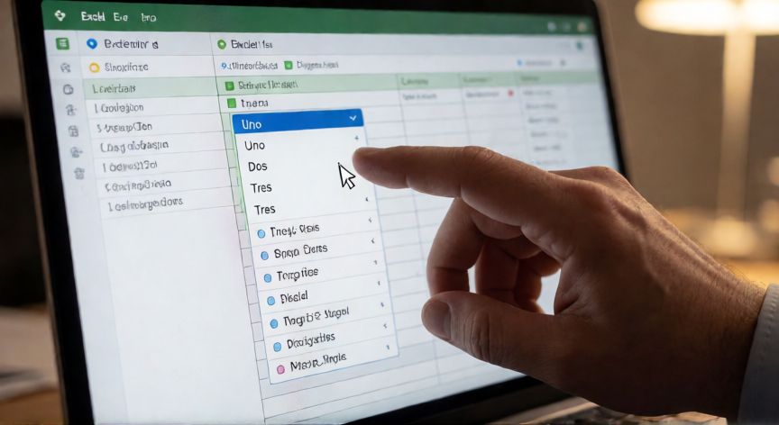 en excel donde encuentro validacion de datos, Lista desplegable creada con Validación de Datos en una celda de Excel