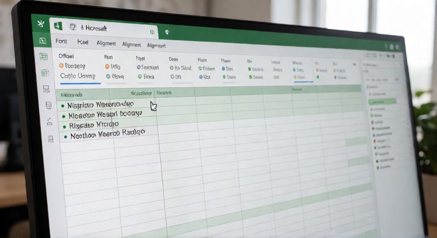 Pantalla de Excel mostrando viñetas insertadas manualmente en una celda con texto en varias líneas