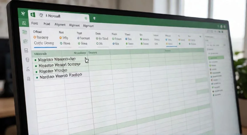 Pantalla de Excel mostrando viñetas insertadas manualmente en una celda con texto en varias líneas