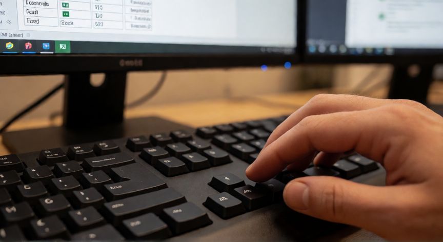 en excel donde estan las viñetas, Manos tecleando código Alt en teclado numérico para insertar viñeta en Excel