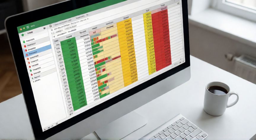Pantalla de Excel mostrando formato condicional con escalas de color y barras de datos en una tabla de ventas