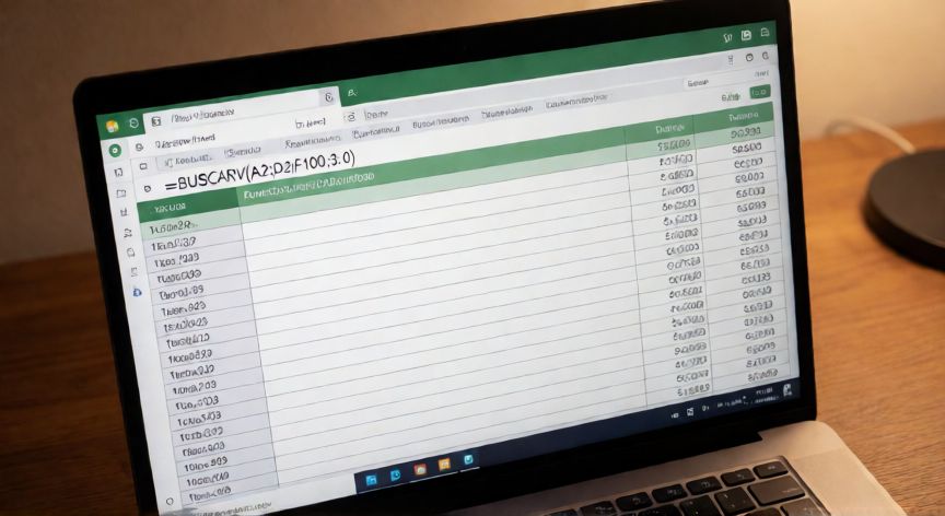 Pantalla de Excel mostrando la fórmula BUSCARV aplicada sobre una tabla de productos y precios