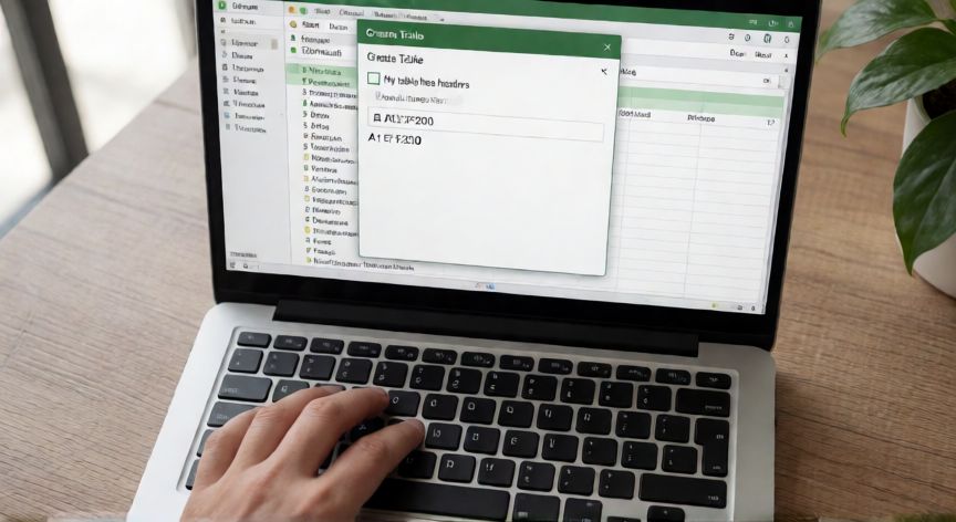 en excel la diferencia entre una tabla y un rango es que, Persona creando una tabla estructurada en Excel mediante el diálogo Insertar Tabla