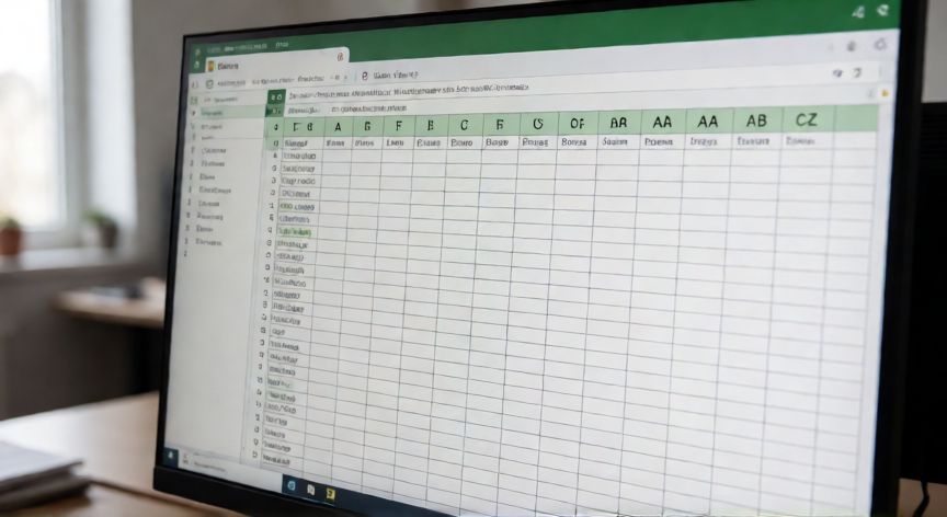 en excel las columnas se identifican con letras, Pantalla de Excel mostrando las letras A, B, C en los encabezados de columna
