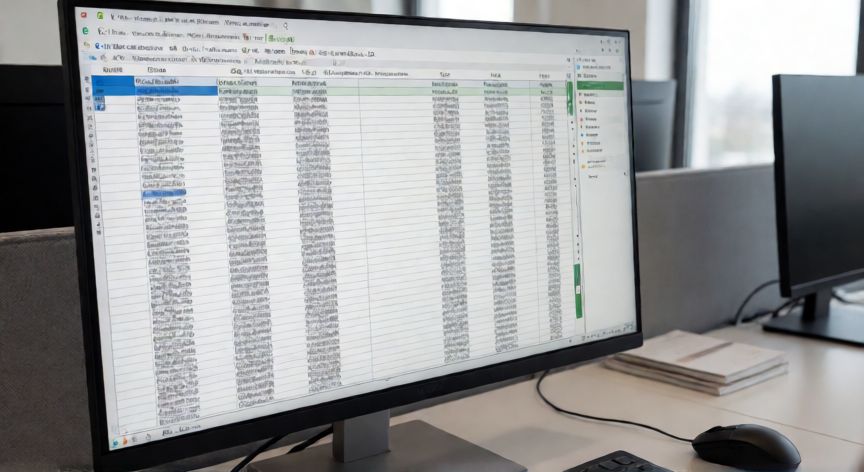 en excel las flechas mueven la pantalla, Pantalla de Excel con hoja extensa mostrando el desplazamiento de la vista