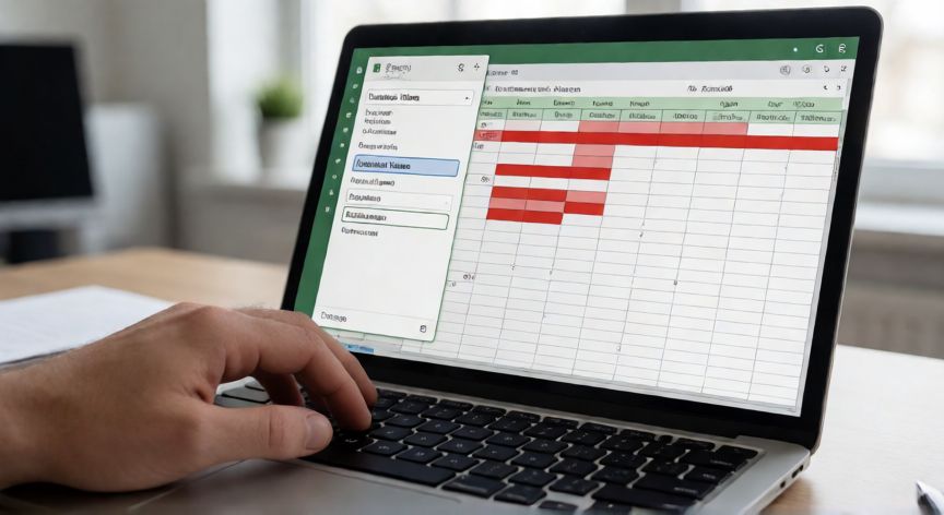 en excel marcar duplicados, Pantalla de Excel con celdas duplicadas resaltadas en rojo mediante formato condicional