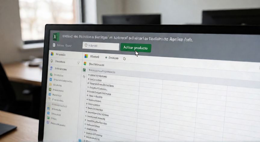 en excel me aparece error de activacion de productos, Pantalla de Excel mostrando error de activación de productos con franja gris superior