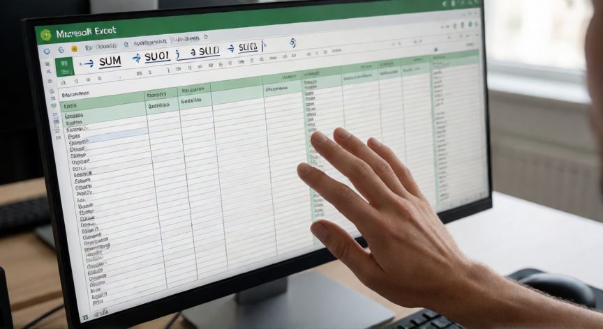 en excel no aparece la barra de formulas, Pantalla de Excel con la barra de fórmulas visible mostrando una función SUM