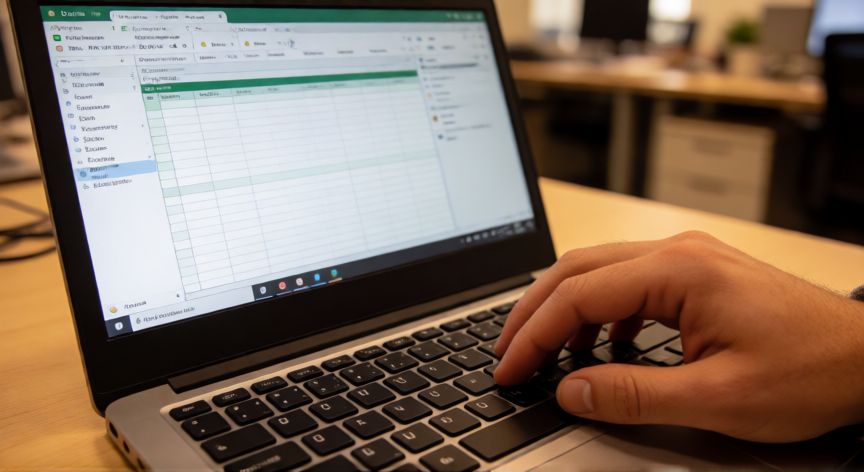 en excel no me funcionan las flechas, Manos usando la combinación Fn + Scroll Lock en un portátil con Excel abierto
