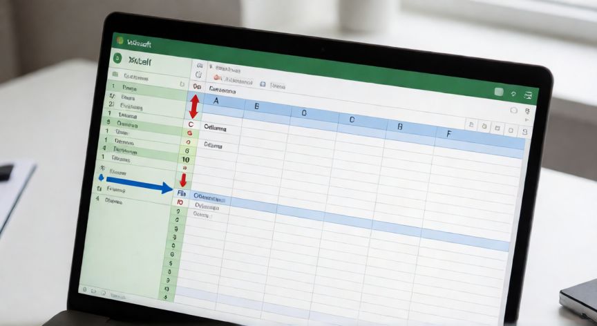 en excel que es columna y fila, Hojilla de Excel con columna C y fila 4 resaltadas para explicar la diferencia entre columna vertical y fila horizontal
