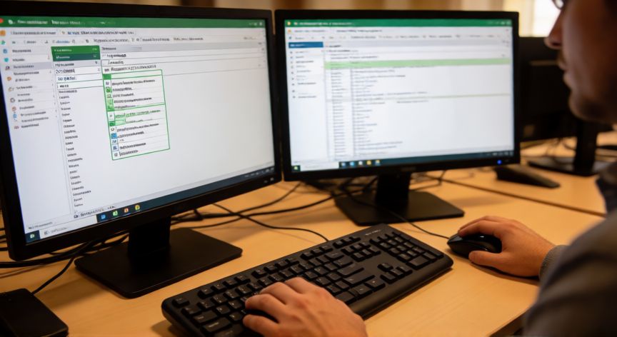 en excel que es una celda, Persona trabajando en Excel seleccionando y editando celdas