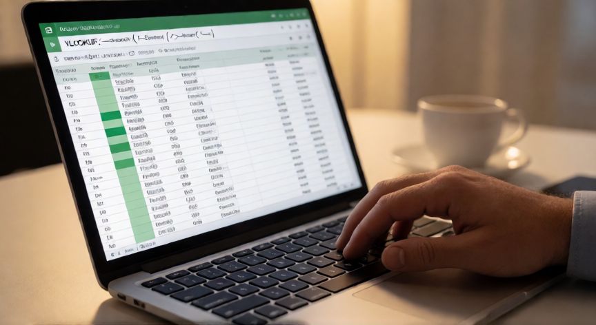 en excel que significa buscarv, Persona escribiendo la función BUSCARV en una hoja de cálculo de Excel