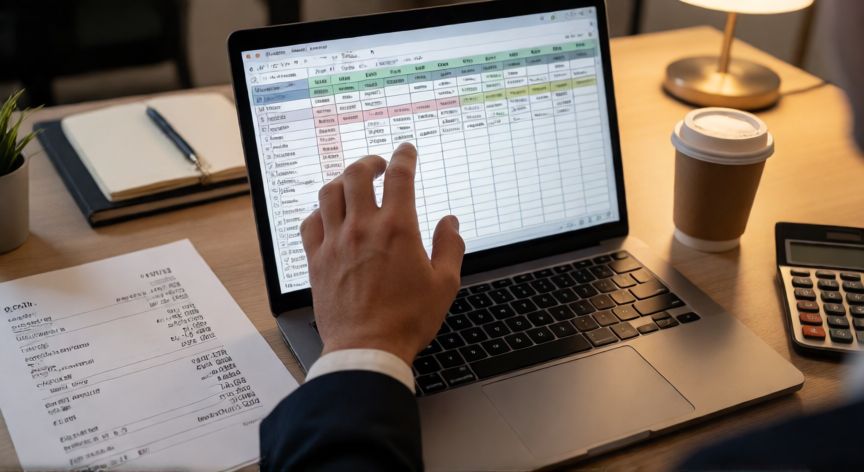 en excel redondear hacia arriba, Persona usando Excel para redondear precios en un presupuesto de facturación