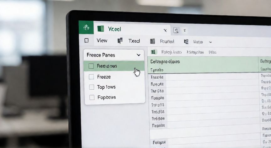 en excel repetir encabezado, Interfaz de Excel mostrando la opción Inmovilizar filas superiores con una tabla de datos
