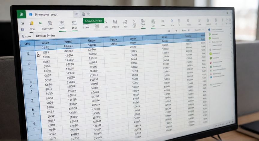 en excel se pueden inmovilizar filas y columnas, Hoja de cálculo de Excel con filas y columnas congeladas visibles
