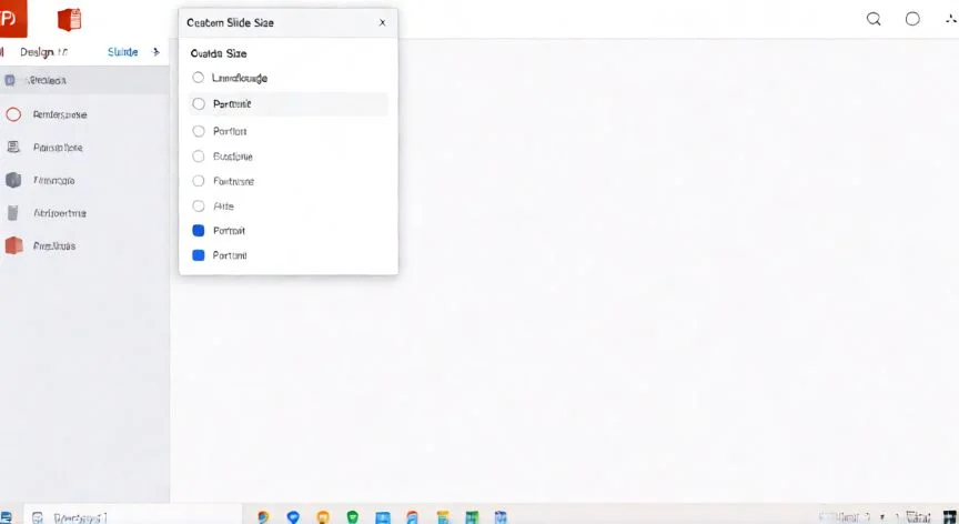 Cuadro de diálogo de Tamaño de diapositiva en PowerPoint con la opción Vertical seleccionada
