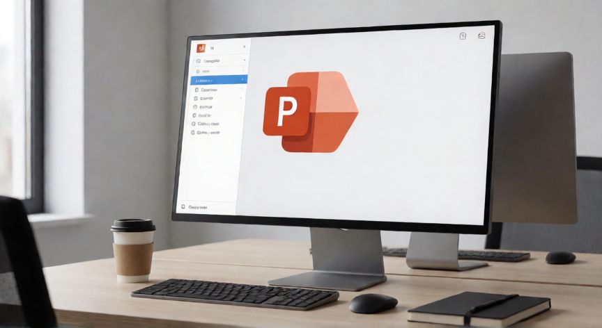 en powerpoint guardar y enviar, Vista de la pantalla de PowerPoint mostrando el menú Archivo con las opciones de Guardar y enviar