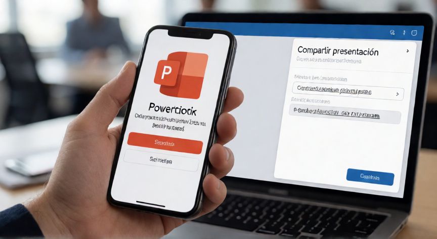 en powerpoint guardar y enviar, Compartir una presentación de PowerPoint por enlace desde la aplicación móvil